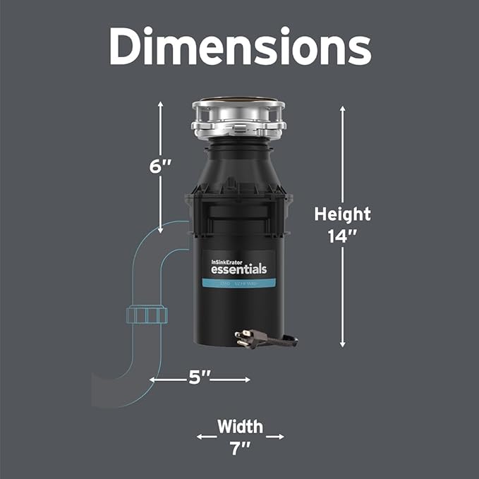 InSinkErator Essentials ES50 Kitchen Garbage Disposal with Power Cord, 1/2 HP Motor Continuous Feed Food Waste Disposer, ES50 W/C-Ruum Studio Home