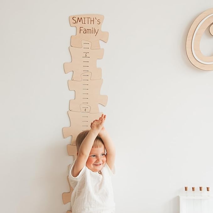 Personalized Wooden Growth Chart for Kids – Height Ruler Wall Decor for Nursery, Toddler, Baby & Family – Custom Name Growth Chart – Wooden Kids Height Measurement Ruler (Plywood)-Ruum Studio Home