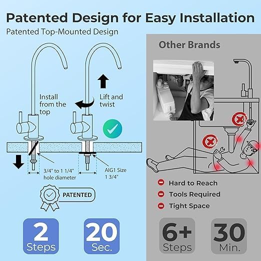 iSpring RCC2, Upgraded 200 GPD Capacity, 5-Stage Under Sink Reverse Osmosis Water Filter System, Patented Easy-Mount Faucet for Hassle-Free Installation-Ruum Studio Home