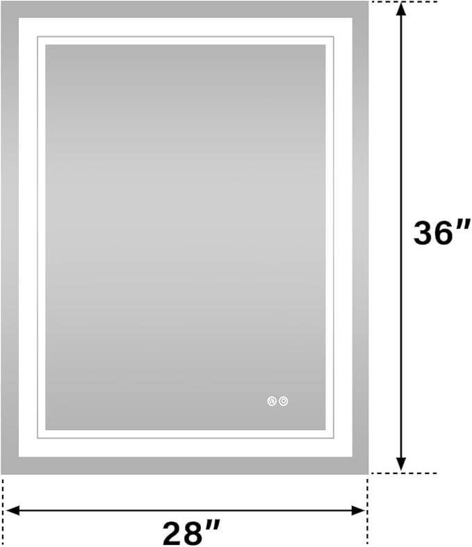 WELLFOR LED Bathroom Vanity Mirror 28 x 36 Inch, Lighted Anti-Fog Dimmable Mirror, IP44 Waterproof Wall Mounted Makeup Mirror, Packed with US Standard Plug and Touch Switch, (Horizontal/Vertical)-Ruum Studio Home