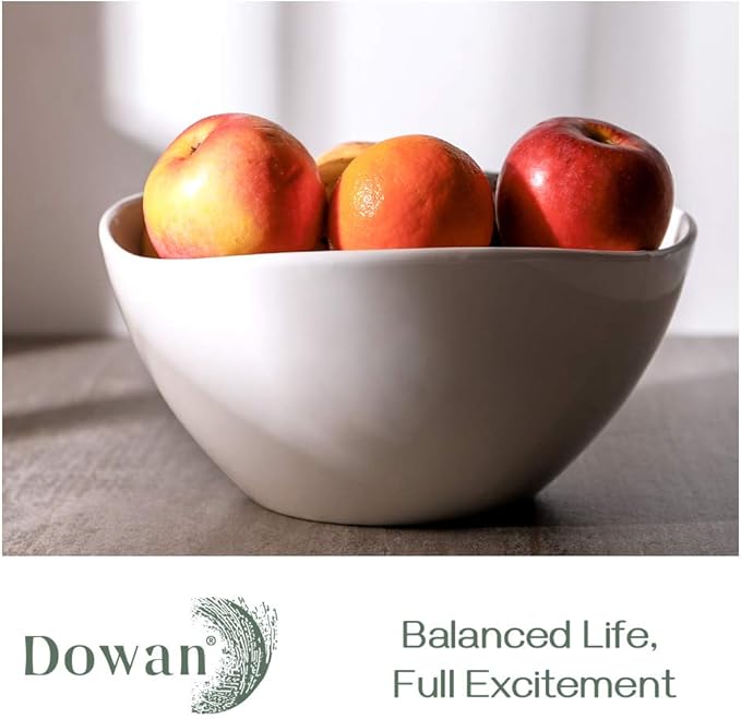 DOWAN Large Mixing Bowls, Ceramic Serving Bowls, 3.2 Quart Deep Salad Bowls, 105 Oz White Fruit Bowls for Modern Home, Set of 2-Ruum Studio Home