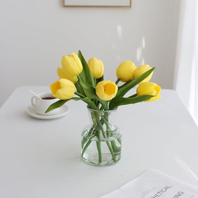 Buart Yellow Flowers Artificial Luxury Big Tulip Valentine's Day Mother's Day Easter Home Kitchen Wedding Decorations(11pcs)-Ruum Studio Home