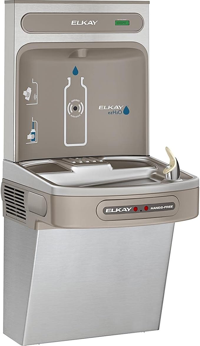Elkay EZO8WS EZH2O Refrigerated Single Drinking Fountain with Bottle Filling Station and Hands Free Activation - Stainless Steel-Ruum Studio Home