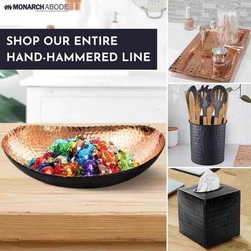 Monarch Abode Hand Hammered Decorative Bowl for Home Decor, 12.75-Inch Black and Nickel Plated – Key Bowl for Entryway Table, Catch All, Decorative Fruit Basin, Key Holder, Bowls for Home Decor-Ruum Studio Home