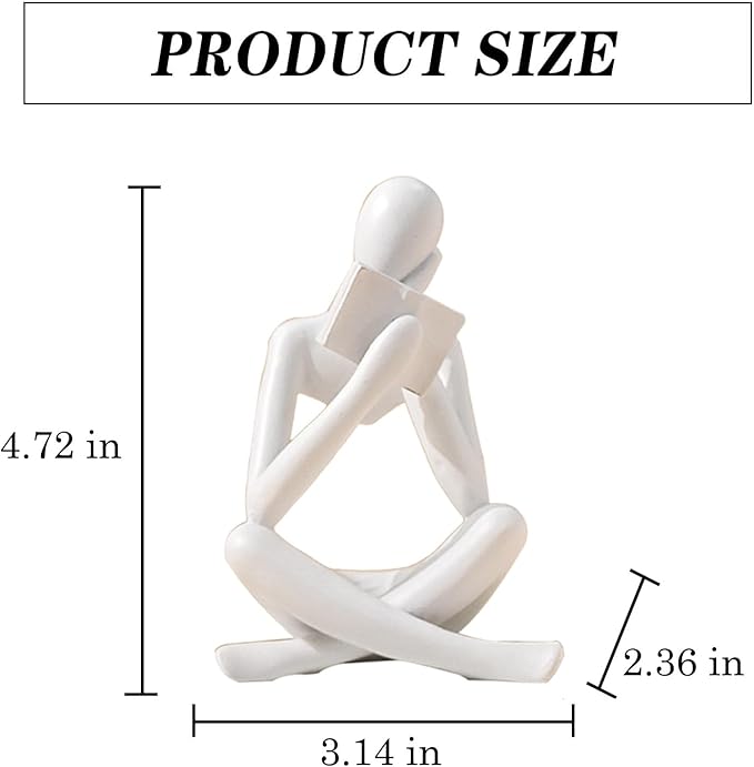 Bookshelf Decor Thinker Statue - Abstract Style Thinker Sculptures Modern Aesthetic Figurine Decoration Statues for Home Decor-Right Thinking-White-Ruum Studio Home