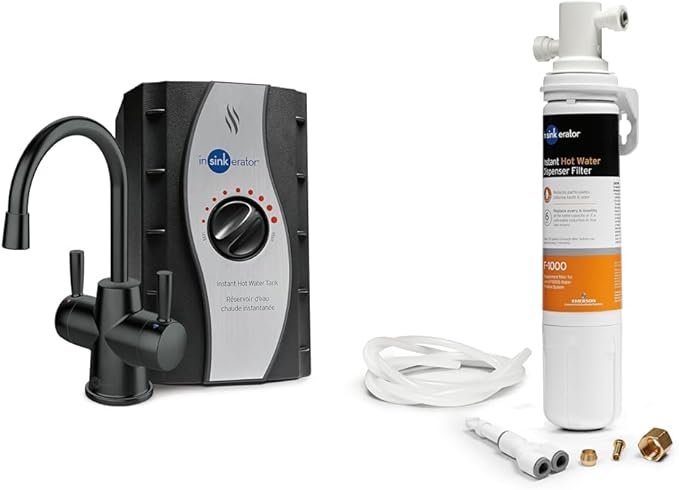 InSinkErator Stainless Steel Tank, HC250MBLK-SS HOT250 System & F-1000S Standard Under Sink Water Filtration System for Instant Hot and Cold Water Dispenser System-Ruum Studio Home