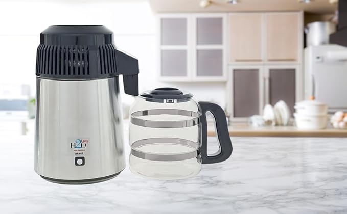 H2o Labs Best-in-Class Countertop Water Distiller - Stainless Steel Home Water Distiller with 1 Gallon Glass Carafe - Porcelain Nozzle Insert & Optimal Heating Element for Pure Distilled Water - 300SS-Ruum Studio Home
