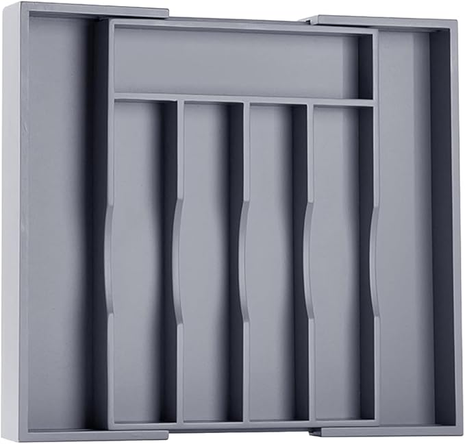 Kitchen Silverware Drawer Organizer and Storage Bamboo Wood Cooking Utensil Holder Cutlery Knife Jewelry Spice Rack Spoon Fork Multi Cabinet Organization Bathroom Counter Expandable Adjustable Tray-Ruum Studio Home
