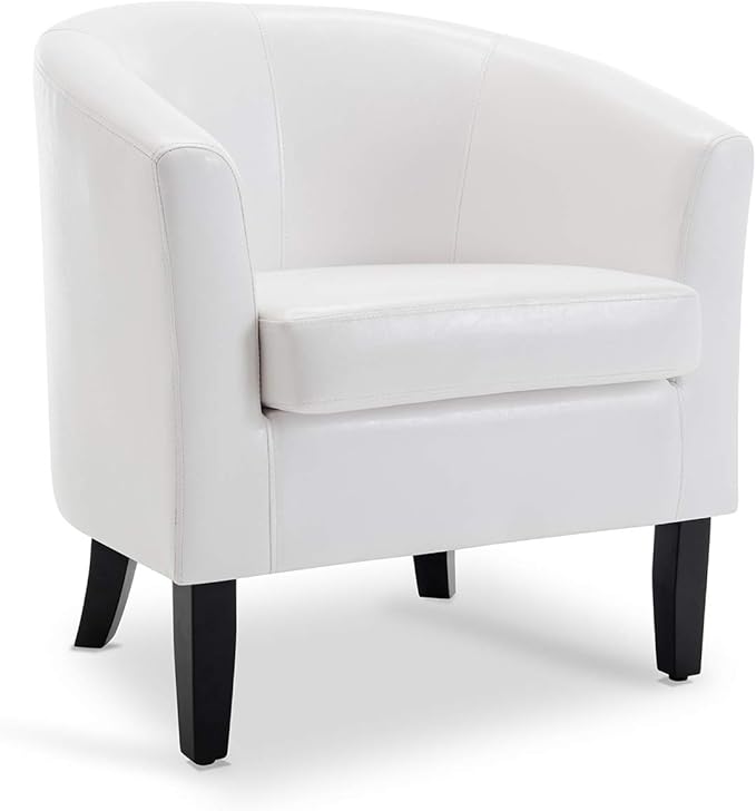 BELLEZE Accent Barrel Chair, Club Tub Sofa Corner Chair with Flared Legs and Cozy Soft Padding for Living Room Bedroom Waiting Room - White-Ruum Studio Home
