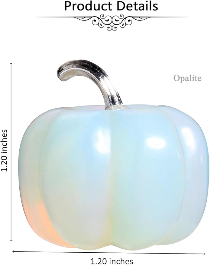 Jovivi Opalite Crystal Pumpkin Figurine, 1.2" Mini Carved Gemstone Pumpkin Statue Decor Healing Stones Decorative Ornaments for Fall Harvest Thanksgiving Halloween Decorations Home Decor-Ruum Studio Home