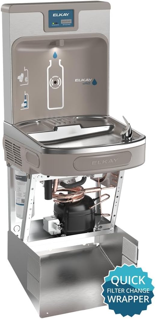 Elkay LZS8WSSP Enhanced Bottle Filler & Single ADA Cooler Refrigerated Stainless High Capacity Lead Drop Down Wrapper-Ruum Studio Home