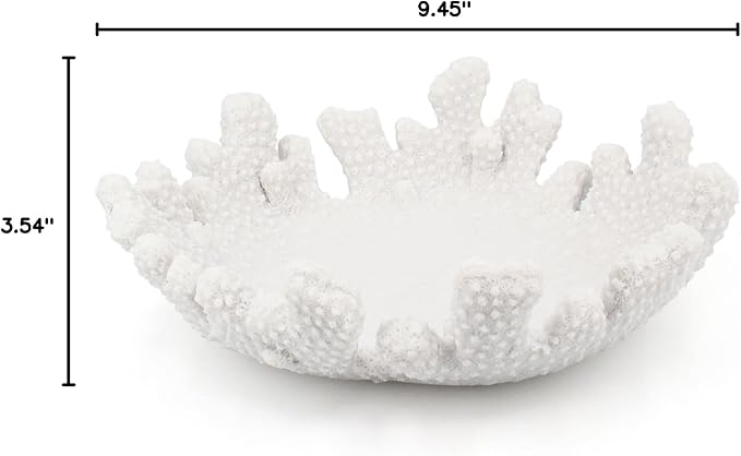 Accessoryway White Coral Textured Decorative Bowl,9.45" Medium Resin Decorative Centerpiece Bowl for Coastal Beach theme house table centerpiece decorations & Nautical decorations for coffee table-Ruum Studio Home
