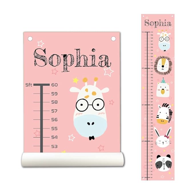 Personalized Canvas Growth Chart for Kids, Height Chart for Kids, Growth Chart Banner with Name-Ruum Studio Home