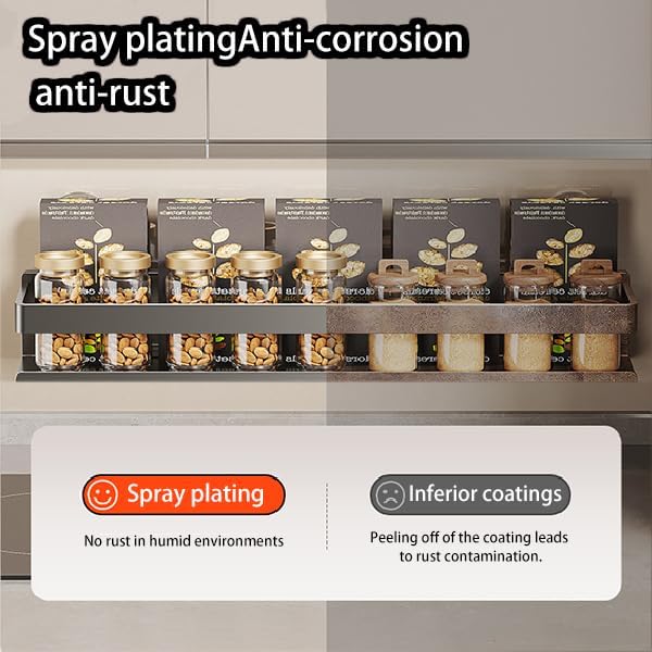 Spice Rack Wall Mounted 2 Pack,Suction Cups Spice Organizer for Cabinet,Large Capacity Metal Spice Shelf for Kitchen Cabinet, Pantry Doors, Bathroom, Shower, Home Decor (15.7 inch)-Ruum Studio Home