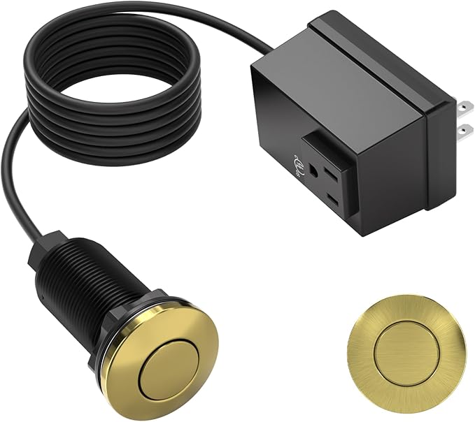 APIELE Garbage Disposal Air Switch Kit, Sink Top Push Button Switch for Food Waste Disposer, UL Listed 3.6" Long On/Off Air Button (Matte Rose Gold)-Ruum Studio Home