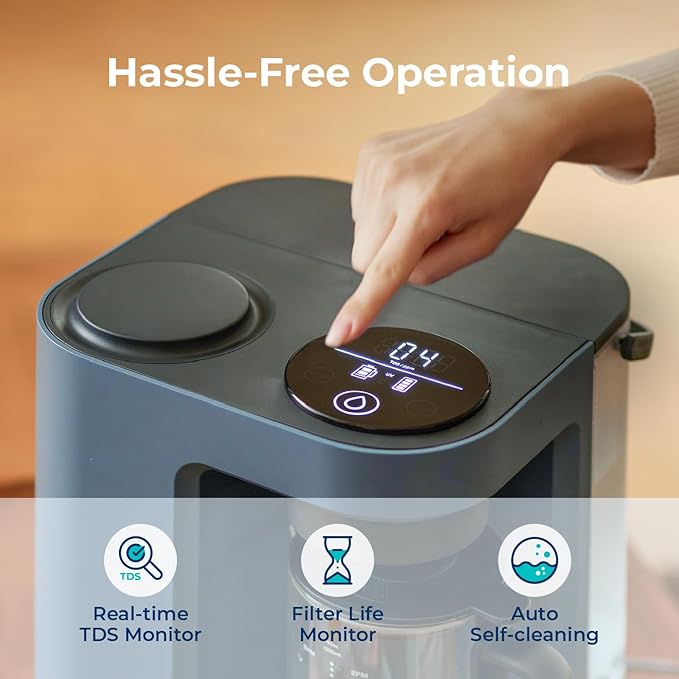 Bluevua RO100ROPOT-Lite(UV) Countertop Reverse Osmosis Water Filter System, 7-Stage Purification with UV and Remineralization, 3:1 Pure to Drain, Portable Water Purifier (Blue)-Ruum Studio Home