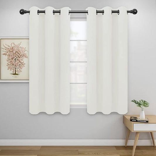 Easy-Going Blackout Curtains for Bedroom, Solid Thermal Insulated Grommet and Noise Reduction Window Drapes, Room Darkening Curtains for Living Room, 2 Panels (42x54 in, Ivory)-Ruum Studio Home