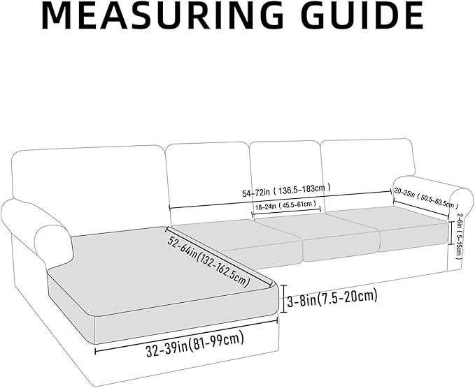 hyha Waterproof Couch Cushion Covers for Pets, Non Slip Sofa Seat Cover for Dogs Washable, Soft Thick Stretch Jacquard Fabric, Sofa Slipcovers with Elastic Bottom (1 Chaise+3 Seater, Grey)-Ruum Studio Home