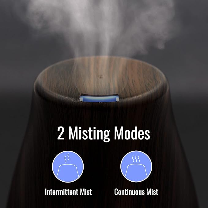 HealthSmart Essential Oil Diffuser, Cool Mist Humidifier and Aromatherapy Diffuser with 150ML Tank Ideal for Small Rooms, Adjustable Timer and Mist Mode, Wood Grain Brown-Ruum Studio Home