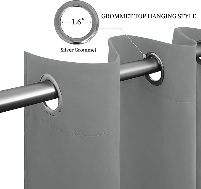 Easy-Going Blackout Curtains for Bedroom, Solid Thermal Insulated Grommet and Noise Reduction Window Drapes, Room Darkening Curtains for Living Room, 2 Panels (52x84 in,Light Gray)-Ruum Studio Home