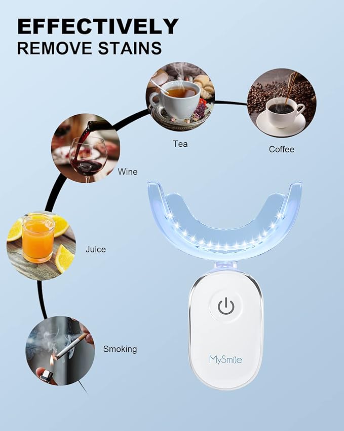 MySmile Teeth Whitening Accelerator Light, 28 LED Blue Light, Each 10 Minutes, USB Charger, Mouth Trays, 1 Pcs LED Light & 4ml Gel-Ruum Studio Home