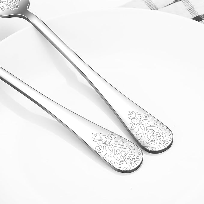 40 Pcs Silverware Set for 8 with Classical Flower Embossed Design, Food Grade Stainless Steel Flatware Set, Eating Utensils Sets Include Fork/Knife/Spoon, Reusable Cutlery Set, Dishwasher Safe-Ruum Studio Home