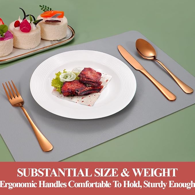 20 Pcs Rose Gold Silverware Set for 4, Food Grade Stainless Steel Flatware Set, Eating Utensils Sets Include Fork/Knife/Spoon,Home Kitchen Tableware Set, Reusable Cutlery Set, Dishwasher Safe-Ruum Studio Home
