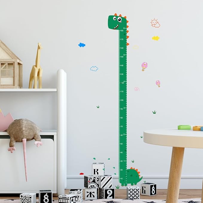 Dinosaur Self-adheve Vinyl Nursery Wall Decal Baby Growth Chart Sticker for Bedroom Play Room-Ruum Studio Home