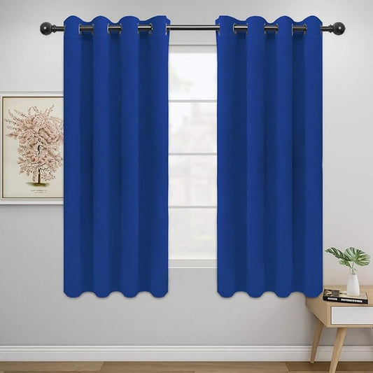 Easy-Going Blackout Curtains for Bedroom, Solid Thermal Insulated Grommet and Noise Reduction Window Drapes, Room Darkening Curtains for Living Room, 2 Panels (52x63 in,Classic Blue)-Ruum Studio Home