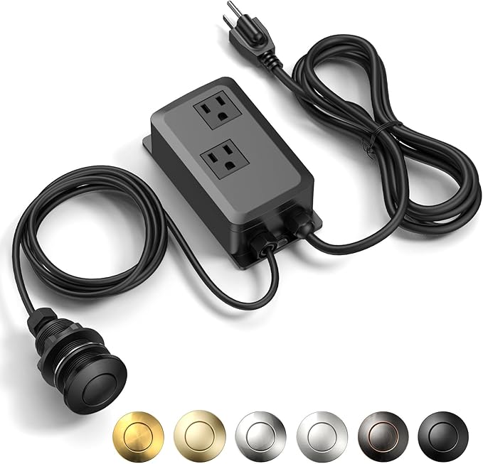 Garbage Disposal Air Switch Kit -Professional- Dual Outlet, Sink Top Waste Disposer On/Off, Garbage Disposal Button, Brass Made Cover, UL Listed-Ruum Studio Home