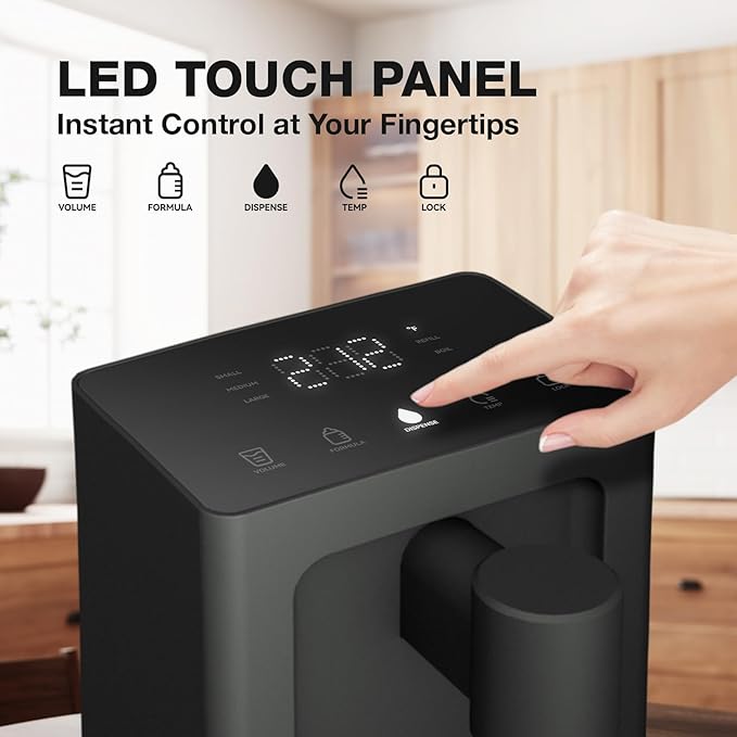 AIRHOP Instant Hot Water Dispenser, Quick Heating Countertop Water Dispenser with Child Locks, Adjustable 5 Temp 3 Water Volume Dispense, 100OZ 3L Removable Tank, Ideal for Home Office Kitchen, Black-Ruum Studio Home