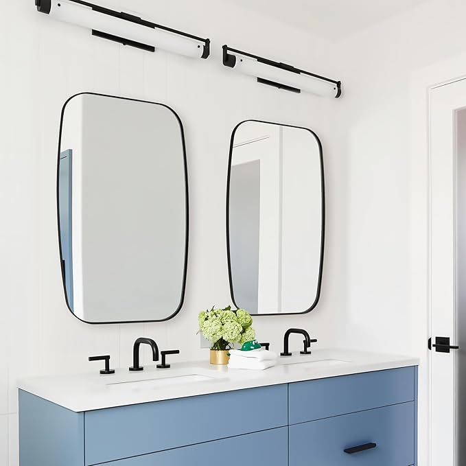 ANDY STAR Black Oval Mirrors for Bathroom, Large 24x36’’ Matte Black Metal Framed Oblong Wall Mirror, Modern Black Vanity Mirror in Stainless Steel Frame Wall Mount Horizontal or Vertical-Ruum Studio Home