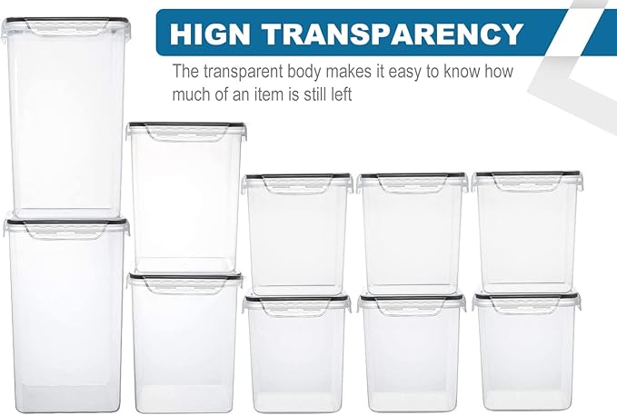 VERONES Large Tall Airtight Food Storage Containers, 10 PACK Plastic Airtight Kitchen & Pantry Organization, Ideal for Flour & Sugar Plastic Canisters with Labels-Ruum Studio Home