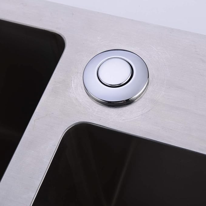 Garbage Disposal SinkTop Air Switch Kit with Long Button,Brass Made Cover,Chrome-Ruum Studio Home