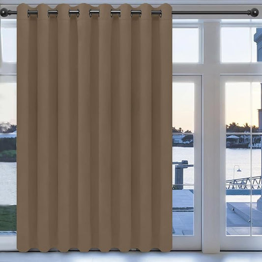 Easy-Going Blackout Door Curtains for Bedroom, Solid Thermal Insulated Grommet and Noise Reduction Window Drapes, Room Darkening Curtains for Living Room, 1 Panel (100x96 in, Camel)-Ruum Studio Home
