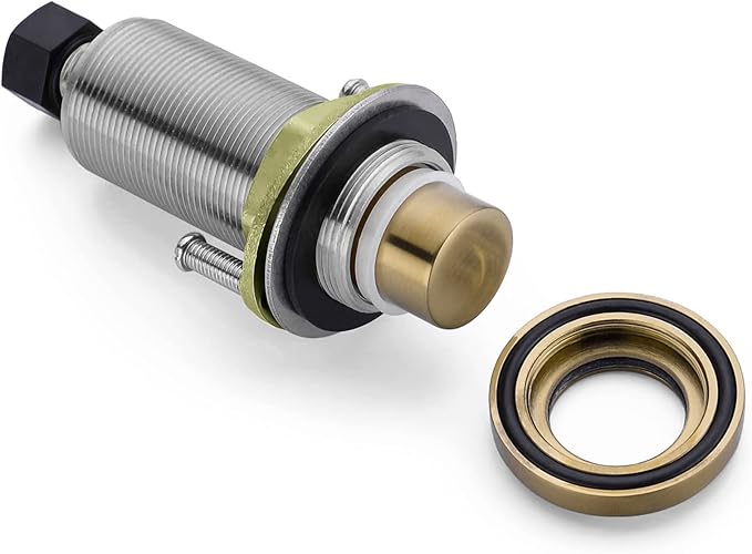 SinkTop Air Switch Kit (Long Full Brass Button) for Disposal, Dual Outlet, (Champagne Bronze)-Ruum Studio Home