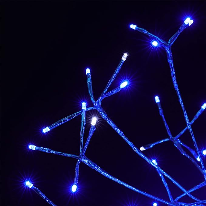 Christmas led Sparkle Ball Hanging Outdoor décorations -Haning Twig Ball,Snowflake Ornament Lights Indoor Outdoor Festive Holiday Décor 24Inch (Blue)-Ruum Studio Home