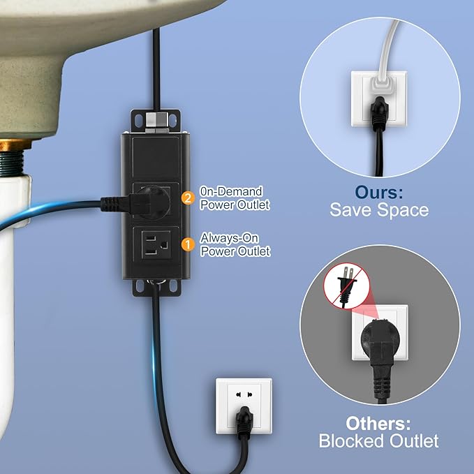 Dual Outlet Garbage Disposal Air Switch Kit, UL Listed Sink Top Air Switch for Food Waste Disposal, 3.58” Extra Long Air Button, Black Stainless Steel-Ruum Studio Home