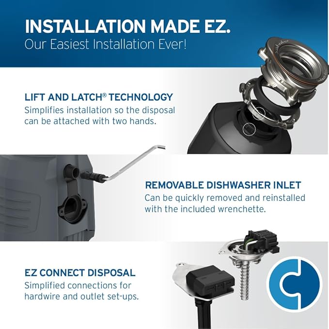InSinkErator EVOLUTION 0.75HP 3/4 HP, Advanced Series EZ Connect Continuous Feed Food Waste Garbage Disposal, Gray-Ruum Studio Home