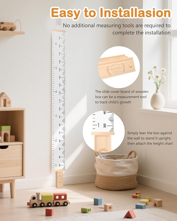 Height Chart for Kids Growth Chart for Wall Kids Height Wall Chart Kids Growth Chart Wall with Keepsake Box Height Measurement Wall Ruler Baby to Child Growth Tracker Neutral Nursery Wall Decor-Ruum Studio Home