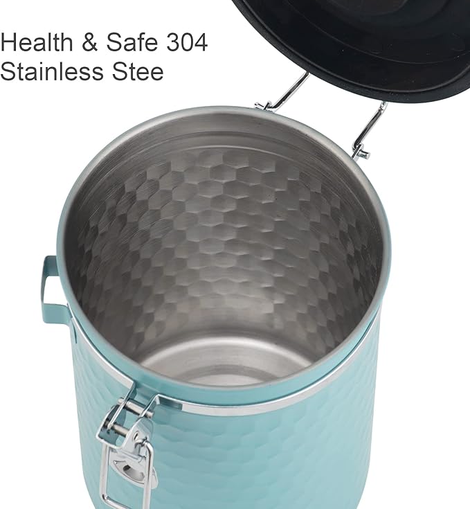 TEDSWAIT Coffee Canisters Airtight Coffee Bean Storage Container Kitchen Stainless Steel Food Storage Container with Scoop Date Tracker & CO2 Valve 61Fl Oz (Lake Blue)-Ruum Studio Home