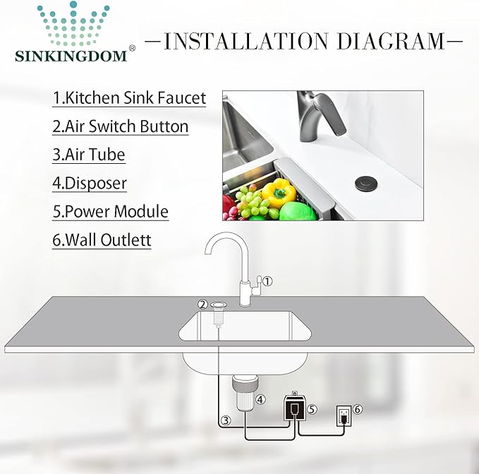 Garbage Disposal SinkTop Air Switch Kit with Long Button,Brass Made Cover,Oil Rubbed Bronze-Ruum Studio Home