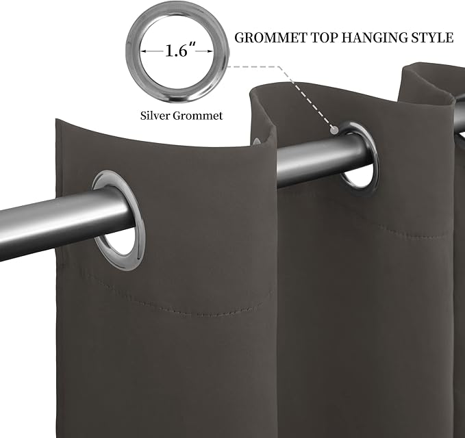 Easy-Going Blackout Curtains for Bedroom, Solid Thermal Insulated Grommet and Noise Reduction Window Drapes, Room Darkening Curtains for Living Room, 2 Panels (52x84 in,Taupe)-Ruum Studio Home