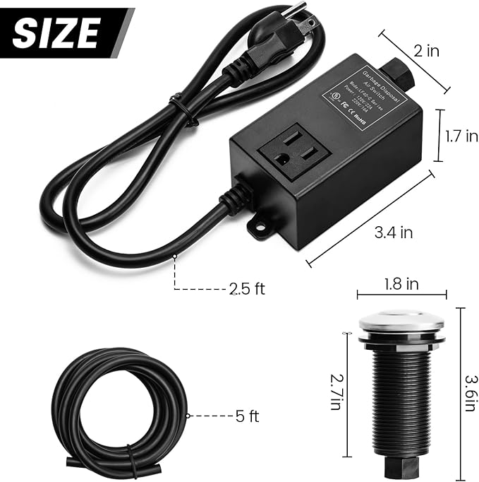 Garbage Disposal Air Switch Kit for SinkTop Waste Disposal with Stainless Steel Polished Long Air Button by briidea-Ruum Studio Home