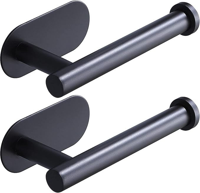 Toilet Paper Holder,Matt Black, Wall Mount,Upgraded Adhesive Toilet Paper Roll Holder,no Drilling,Bathroom/Rv/Washroom, SUS 304 Stainless Steel, Rustproof (Black, 2 Pieces)-Ruum Studio Home