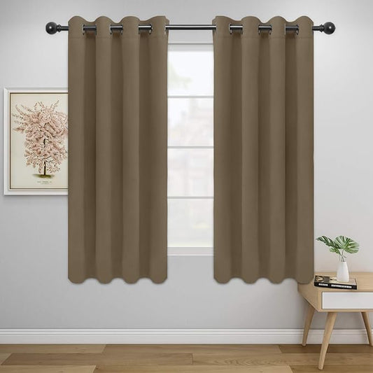 Easy-Going Blackout Curtains for Bedroom, Solid Thermal Insulated Grommet and Noise Reduction Window Drapes, Room Darkening Curtains for Living Room, 2 Panels (52x63 in,Natural)-Ruum Studio Home
