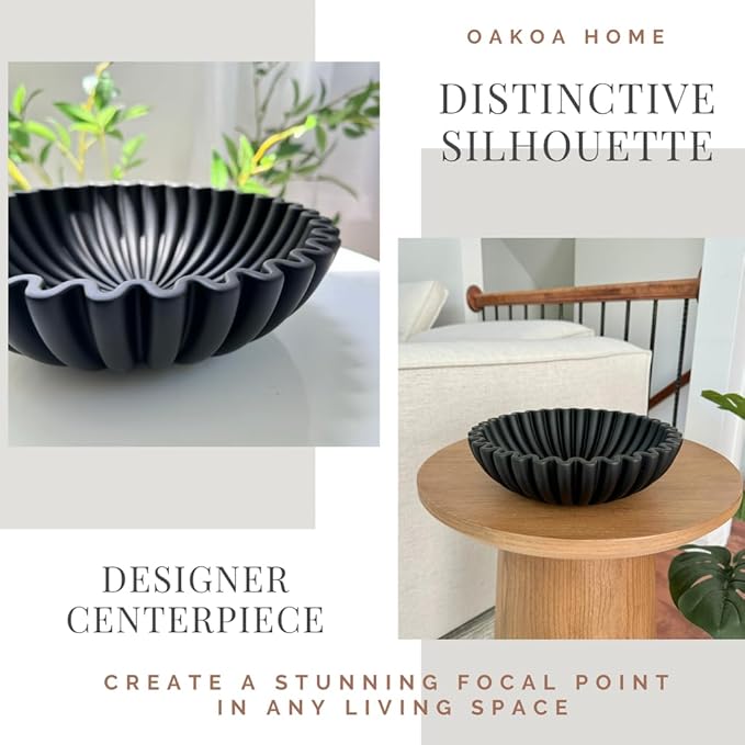 OAKOA Concrete Black Decorative Bowl for Home Decor - Black Bowl Decor - Modern Coffee Table Key Bowl for Entryway Table-Ruum Studio Home