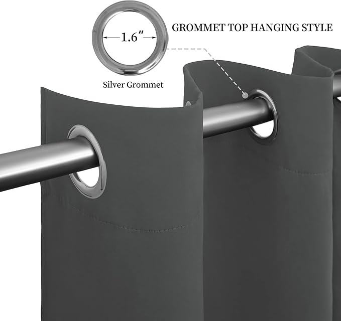 Easy-Going Blackout Curtains for Bedroom, Solid Thermal Insulated Grommet and Noise Reduction Window Drapes, Room Darkening Curtains for Living Room, 2 Panels (52x46 in,Gray)-Ruum Studio Home
