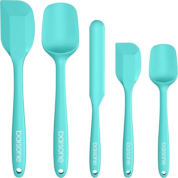 Barsone 5-Piece Silicone Spatula Set( Heat Resistant 446°F Food Grade BPA Free, Nonstick Cookware Safe Dishwasher Safe Kitchen Tools for Baking, Cooking, Stirring, Blue)-Ruum Studio Home