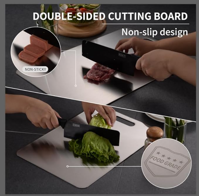 Katuchef Titanium Cutting Board 2025 New Upgrade Pure Titanium Cutting Boards for Kitchen Double Sided Cutting Boards Non Toxic,Hygiene Durable Chopping Board Suitable for Dishwasher Safe(11.4 * 7.9)-Ruum Studio Home